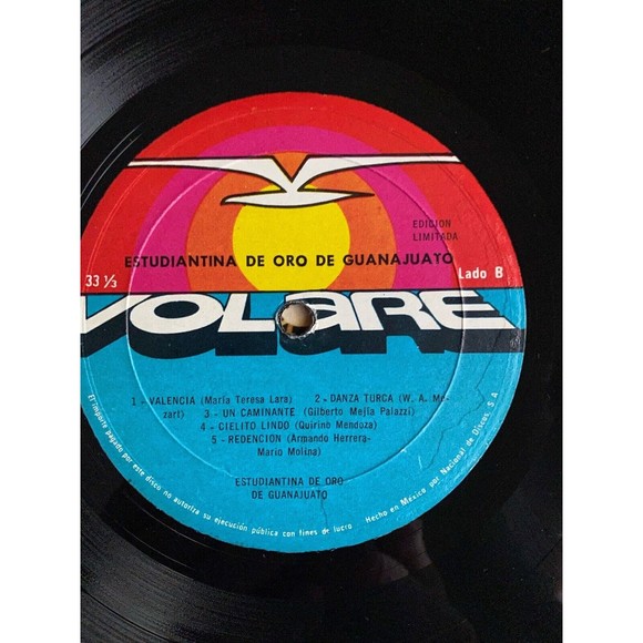 Estudiantina De Oro De Guanajuato Mexico y Espana 1974 LP Volare Records VG+ - Picture 7 of 7